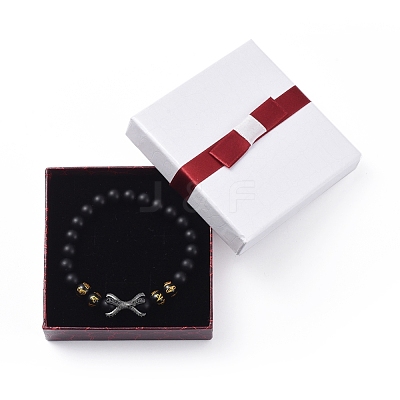 Natural Black Agate(Dyed & Heated) Beads Stretch Bracelets BJEW-JB04801-1