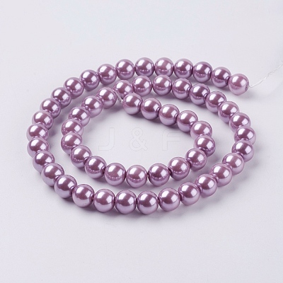 Eco-Friendly Dyed Glass Pearl Round Beads Strands HY-A002-8mm-RB056-1
