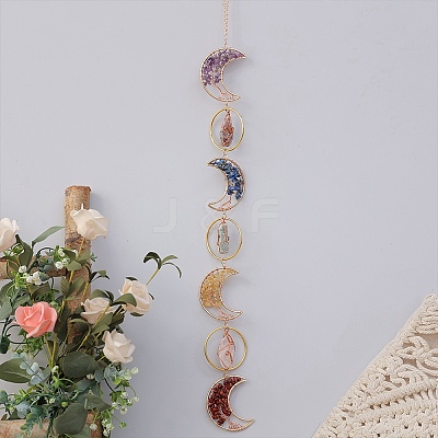Moon Tree of Life Natural Gemstone Beads Suncatchers HJEW-F027-01-1