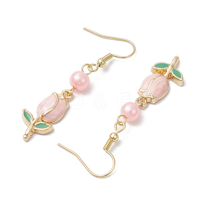 Valentine's Day Alloy Enamel Flower Dangle Earrings EJEW-JE06273-02-1