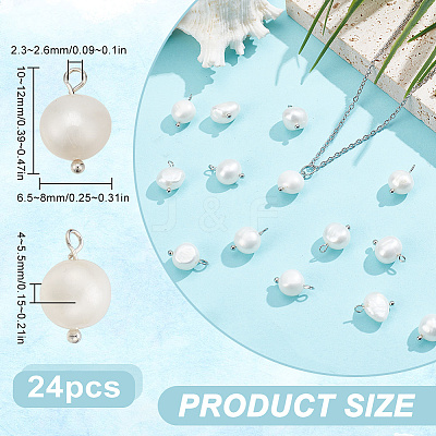24Pcs Natural Pearl Two Sides Polished Charms PALLOY-HY00054-1