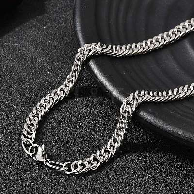 5.5MM 304 Stainless Steel Cuban Link Chain Necklaces for Men NJEW-B134-08A-P-1