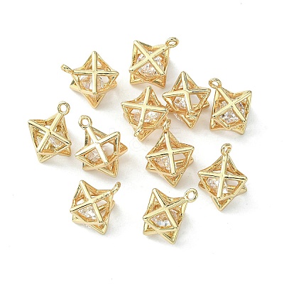 Brass Cubic Zirconia Charms X-KK-G462-50KCG-1