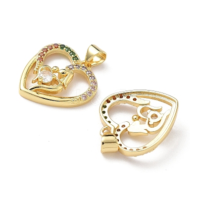 Brass Micro Pave Cubic Zirconia Pendants KK-L243-14G-05-1