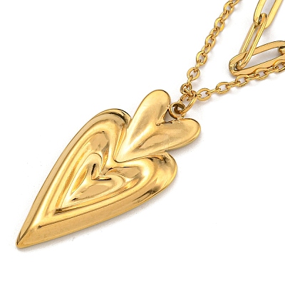 304 Stainless Steel Hearat Pendant Necklaces NJEW-L182-002G-1