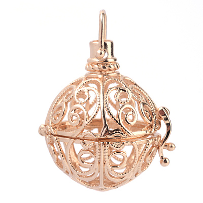 Rack Plating Brass Cage Pendants X-KK-Q402-01KC-1