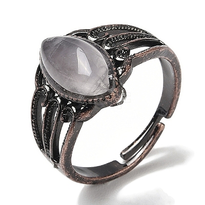 Natural Quartz Crystal Horse Eye Adjustable Rings RJEW-K271-05R-14-1