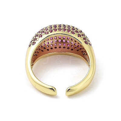 Brass with Cubic Zirconia Open Cuff Rings for Women RJEW-A035-16G-1