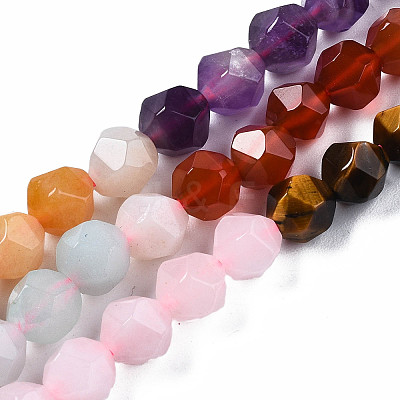 Chakra Theme Natural Tiger Eye & Rose Quartz & Amethyst & Topaz Jade & Red Agate & Amazonite & Sodalite Beads Strands X1-G-S376-002A-1