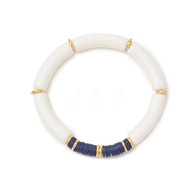 2Pcs 2 Styles Handmade Flower Porcelain Ceramic Round Beads Stretch Bracelets & Polymer Clay Heishi Beads Stretch Bracelets BJEW-JB12071-1