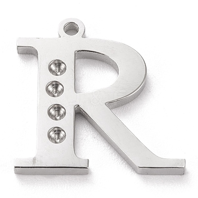 Tarnish Resistant 304 Stainless Steel Letter Pendant Rhinestone Settings LS-STAS-J028-01R-1
