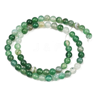 Natural Striped Agate/Banded Agate Bead Strands G-G962-6mm-02-1