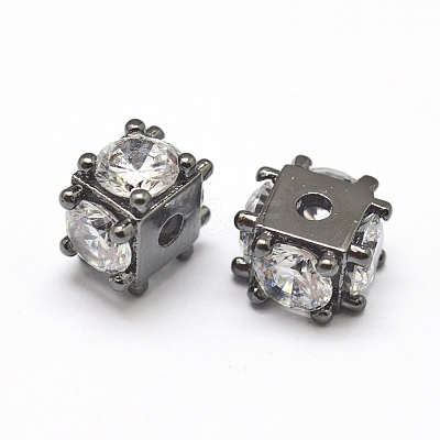 Brass Micro Pave Grade AAA Cubic Zirconia Beads KK-P126-02B-NR-1