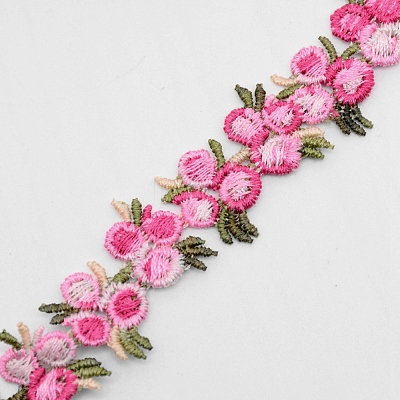 Flower Polyester Trim Ribbon OCOR-WH0057-18D-1