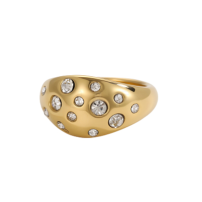 304 Stainless Steel Micro Pave Cubic Zirconia Finger Rings STAS-OY011-86G-1