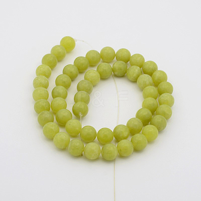Natural Olive Jade Round Bead Strands G-P070-34-12mm-1
