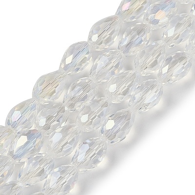 Transparent Electroplate Glass Beads Strands EGLA-N013-T8mm-B-M-1