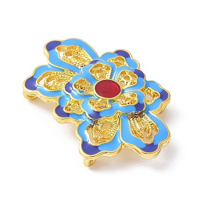 Brass Colorful Enamel Flower Multi-Strand Links KK-K399-10G-1