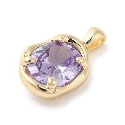 Golden Brass Micro Pave Cubic Zirconia Pendants KK-U031-02G-06-1