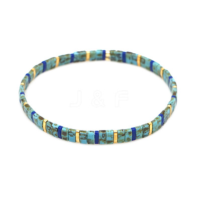 Vintage Bohemian Glass Tila Beaded Beach Stretch Tile Bracelets OP4703-7-1