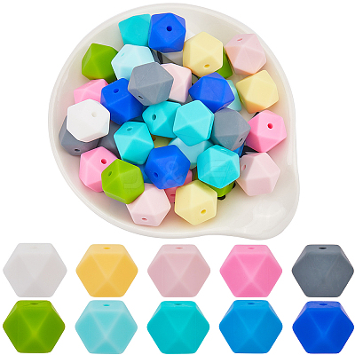 60Pcs 10 Colors Food Grade Eco-Friendly Silicone Beads SIL-SP0001-05-1