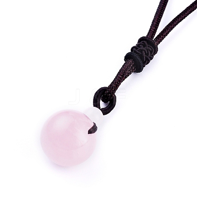 Natural Rose Quartz Pendant Necklaces NJEW-P241-A16-1