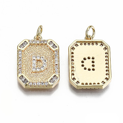 Brass Micro Pave Clear Cubic Zirconia Pendants KK-S356-234D-G-NF-1