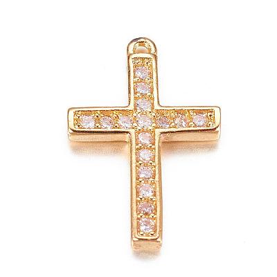 Brass Micro Pave Cubic Zirconia Charms ZIRC-P060-04G-1