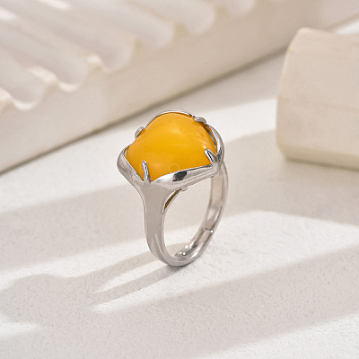 Heart-shaped Natural Topaz Jade Women's Ring VA9361-3-1