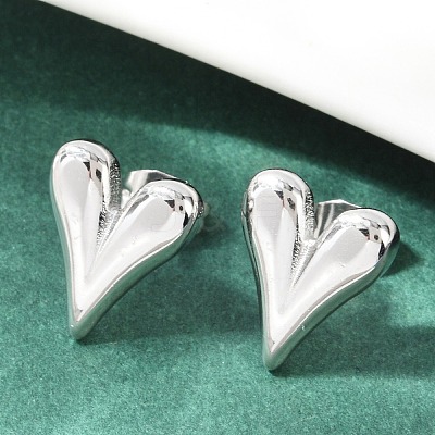 Non-Tarnish 304 Stainless Steel Heart Stud Earrings for Women EJEW-F300-09P-1