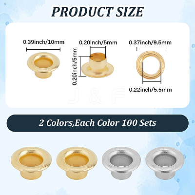 200Pcs 2 Colors Iron Grommet Eyelet Findings IFIN-GF0001-59A-1