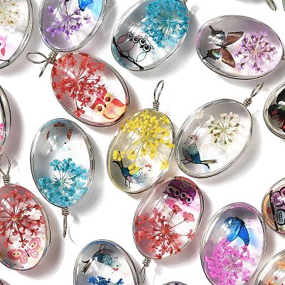 Transparent Glass Pendants GLAA-M048-07-1