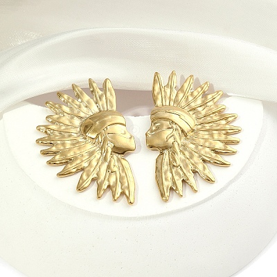 201 Stainless Steel Sun Stud Earrings EJEW-D084-13G-1