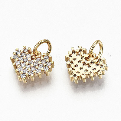 Brass Micro Pave Clear Cubic Zirconia Charms LS-RJEW-T063-60G-NF-1