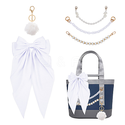 3Pcs 3 Styles Opaque Acrylic Chain & Glass Beaded & ABS Plastic Pearl Charm Purse Decorative Chains HJEW-HS00110-1