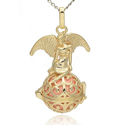 Golden Tone Brass Hollow Round Cage Pendants KK-J242-05G-1
