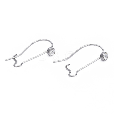 304 Stainless Steel Hoop Earrings Findings Kidney Ear Wires STAS-N092-139-1
