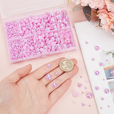70G 5 Styles ABS Plastic Imitation Pearl Cabochons OACR-SC0001-45H-1