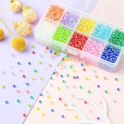 3000Pcs 10 Colors Eco-Friendly Transparent Acrylic Beads TACR-CJ0001-15-1