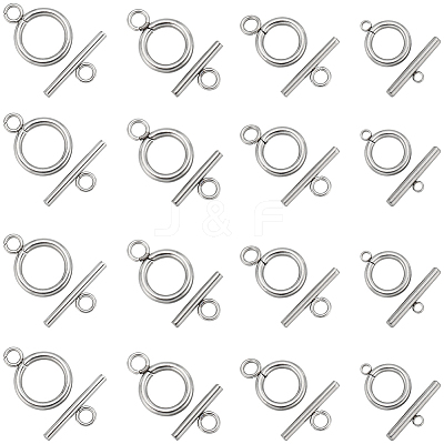 40Pcs 4 Styles 304 Stainless Steel Ring Toggle Clasps STAS-SC0007-38-1