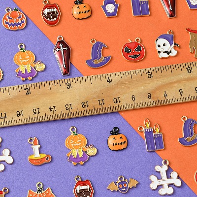 30Pcs 15 Styles Alloy Enamel Pendants ENAM-FS0001-90-1