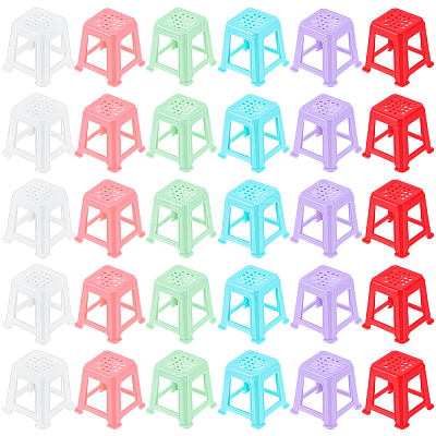 36Pcs 6 Colors PP Plastic Chair Miniature Ornaments AJEW-BC0009-48-1