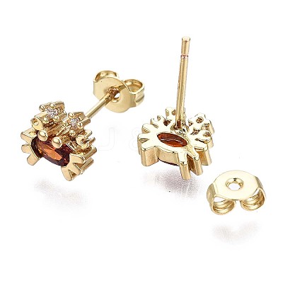 Brass Micro Pave Cubic Zirconia Stud Earrings X-EJEW-S210-008-NR-1