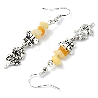 Natural Mixed Stone Chip Dangle Earrings Set for Women EJEW-JE06248-1
