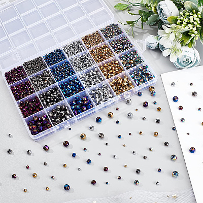 4350Pcs 24 Style Electroplate Transparent Glass Beads Strands EGLA-PH0001-27-1