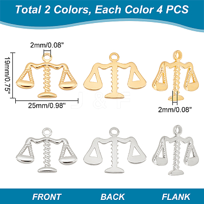 8Pcs 2 Colors 304 Stainless Steel Pendants STAS-UN0038-33-1