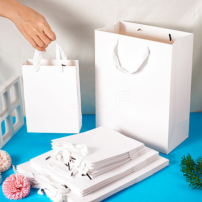 15Pcs 3 Sizes Rectangle Paper Gift Storage Tote Bags with Handle ABAG-TA0001-73A-1