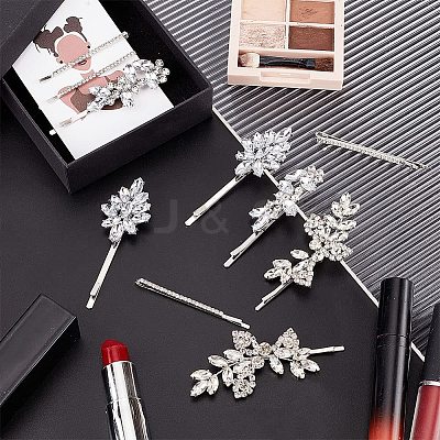 14Pcs 4 Style Alloy Rhinestone Hair Bobby Pins MRMJ-CA0001-36-1