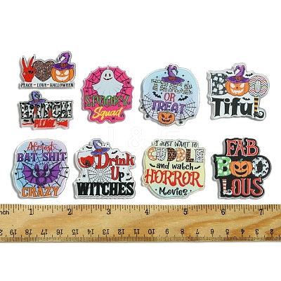 18Pcs 9 Styles Printed Acrylic Pendants OACR-FS0001-74-1