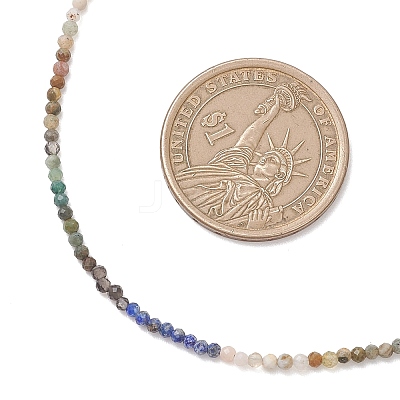 2MM Natural & Synthetic Mixed Gemstone Gradient Color Faceted Round Beaded Necklaces for Women NJEW-JN05865-03-1